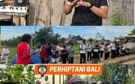 Perhiptani Bali Ajak Siswa Tanam Terong di Subak Sembung