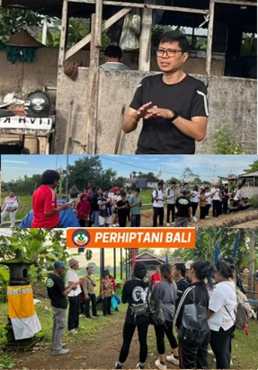 Perhiptani Bali Ajak Siswa Tanam Terong di Subak Sembung